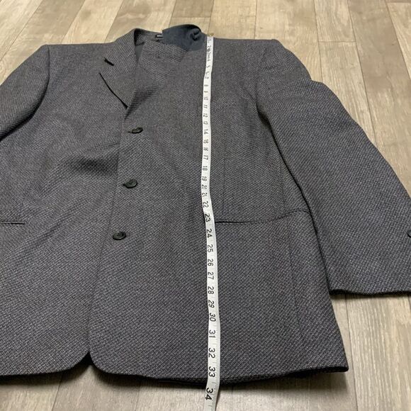 Mens Stafford 100% Pure New Wool Gray 3 Button Blazer Sports Coat Jacket - Picture 7 of 9